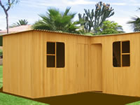 Casa prefabricada de madera con tres ambientes